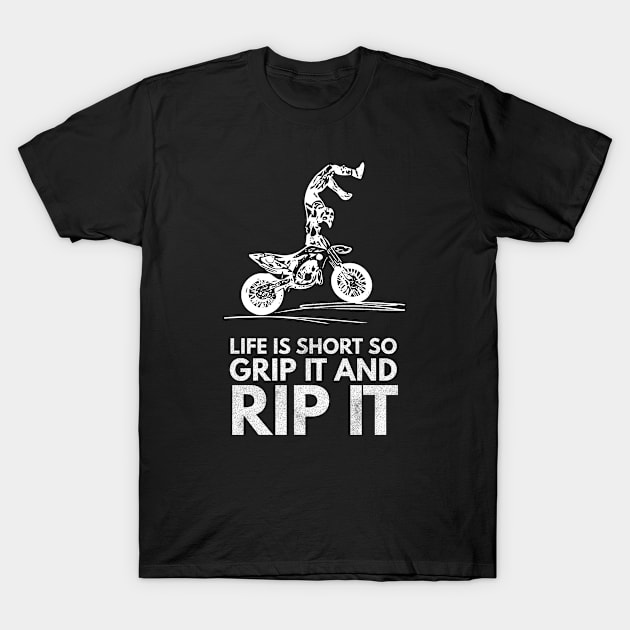 Dirt Bike Racer Typography Creative Art T-Shirt by Abeer Ahmad